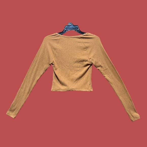 Wild Fable - Women's Long Sleeve Sweetheart Neck Shirt - Brown - Extra Small - Picture 2 of 13